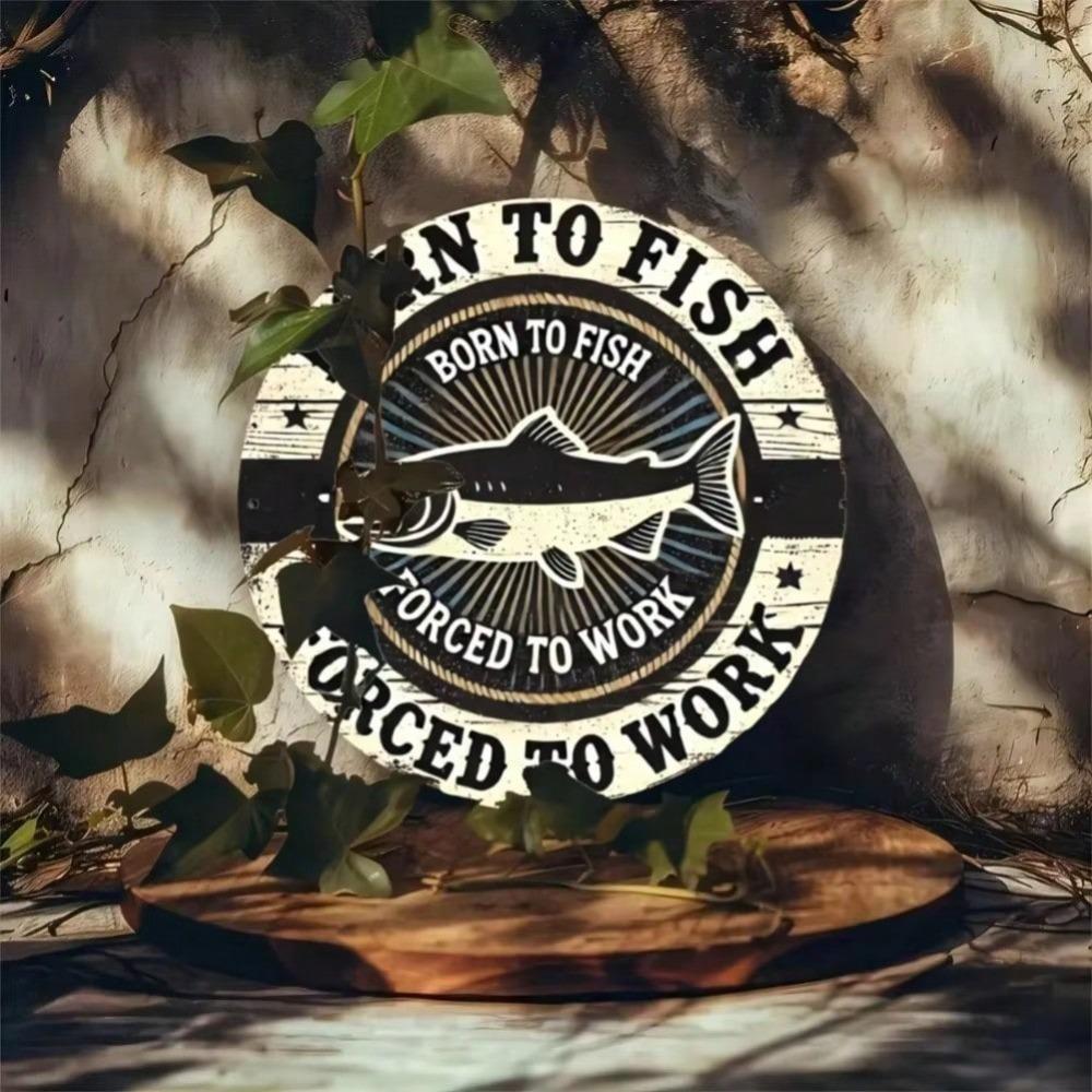 Fishing Slogan Metal Wall Art Retro Round Iron Tin Sign Vintage Home Decor