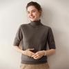 2025 Autumn/Winter Cashmere Loose Knit Top with Half-High Neck & Five-Point Sleeves