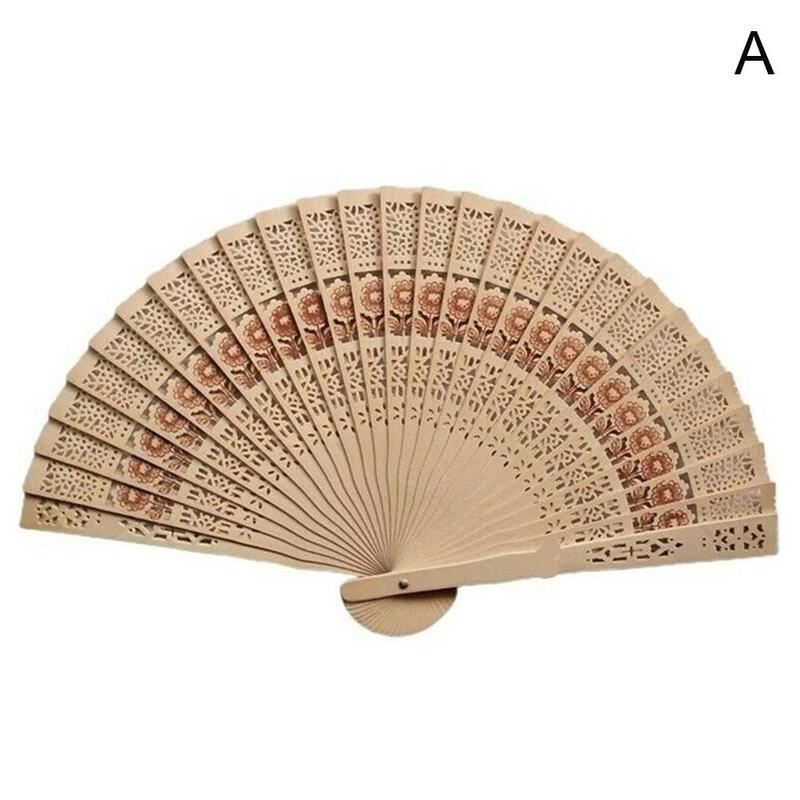 8palcový skládací ruční ventilátor zapuštěný vonné dřevo na svatbu Santalové dřevo klasické čínské Im S4J8