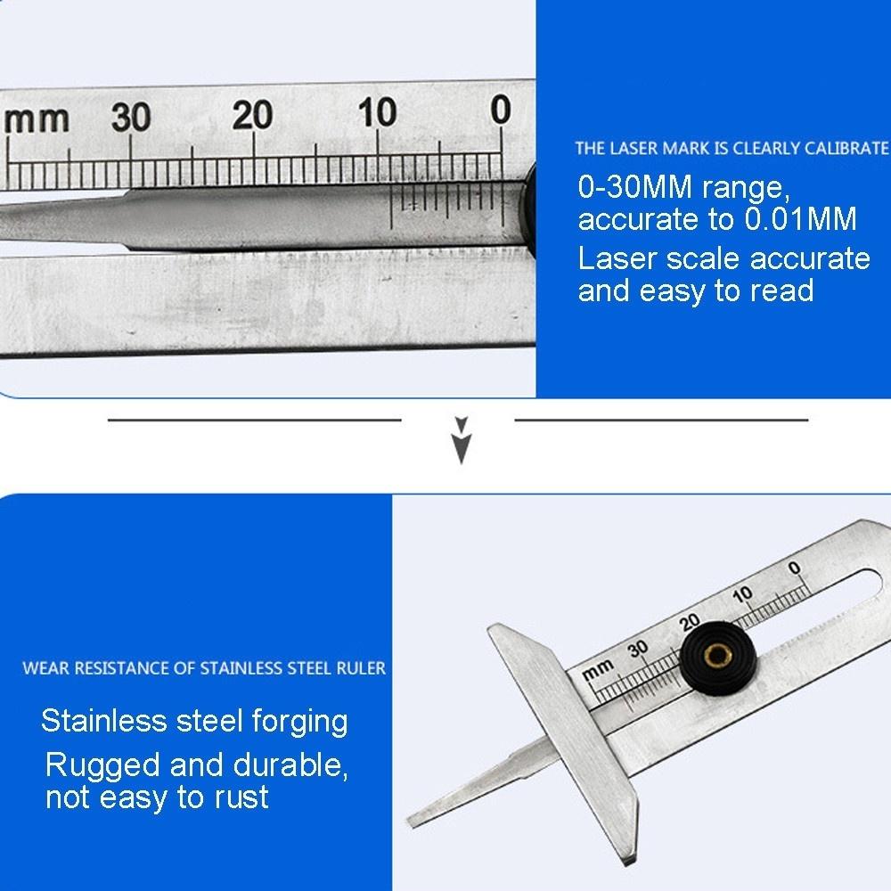 Portable Tire Tread Depth Gauge Stainles Steel Inspection Tire Safety Tire Ruler