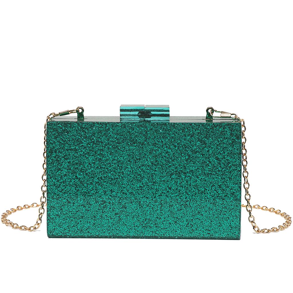 Sequined Acrylic Box Party Clutches Wedding Evening Bags for Women Designer Female Purses and Handbags Chic Chain Shoulder Bag
