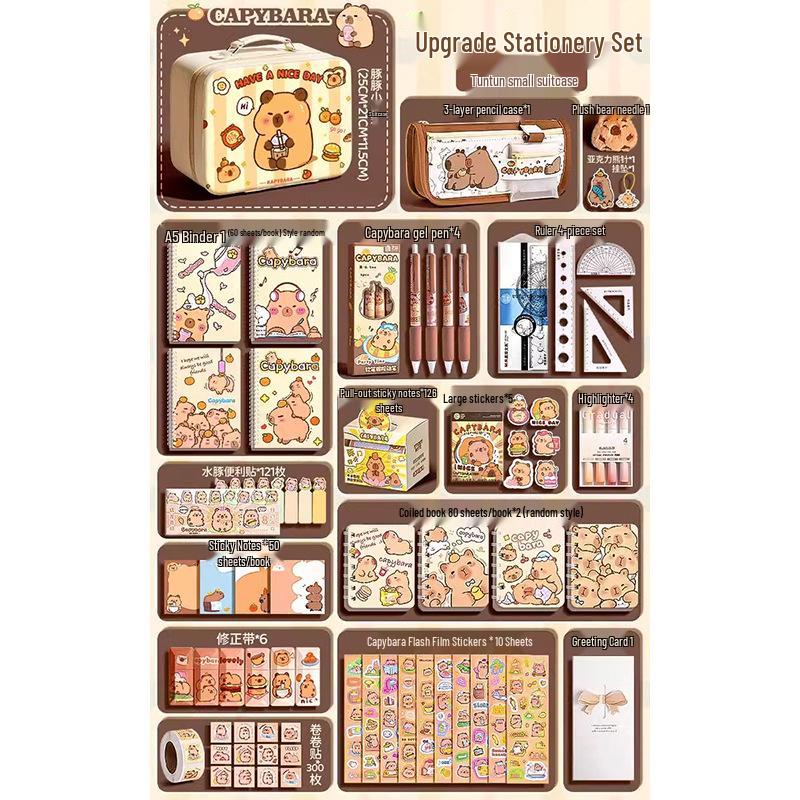Capybara School Stationery Set: Large Capacity Planner & Supplies Gift Box for Students