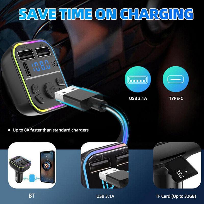 FM Transmitter Wireless FM Radio Transmitter Car Music Connector Multifunctional Car Music Adapter Calling & Audio Receiver