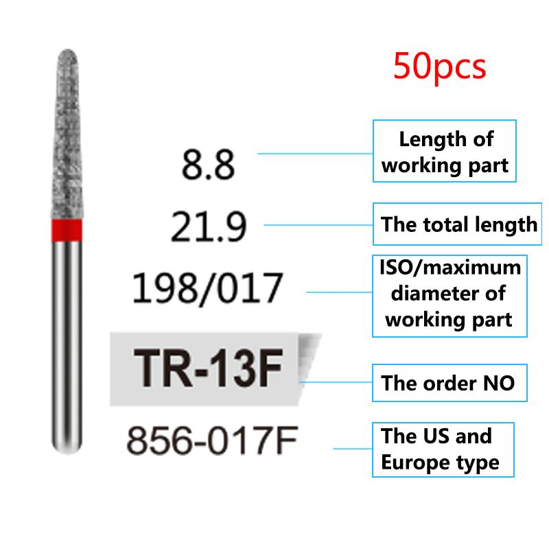50Pcs Dental Diamond Burs Drill FG 1 6Mm For High Speed Handpiece Denspay Polishing Whitening Lab Material