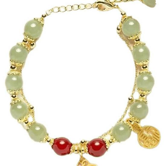 Retro Fortune Jade Bracelet: Ancient Style Lucky Charm for Prosperity and Elegance