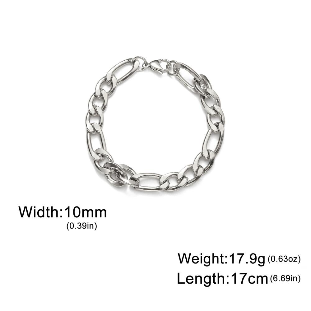 My Shape Fashion Cuban Chain Men Bracelet Stainless Steel 3/5/7/9mm Width Chain Bracelets Figaro Chain Boy Wrist Jewelry Couple