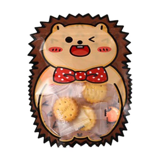 10 szt. Torebka na cukierki widoczne okno w zwierzęcym stylu śliczny mały kształt jeża woreczek do zamykania ciasteczek kuchnia