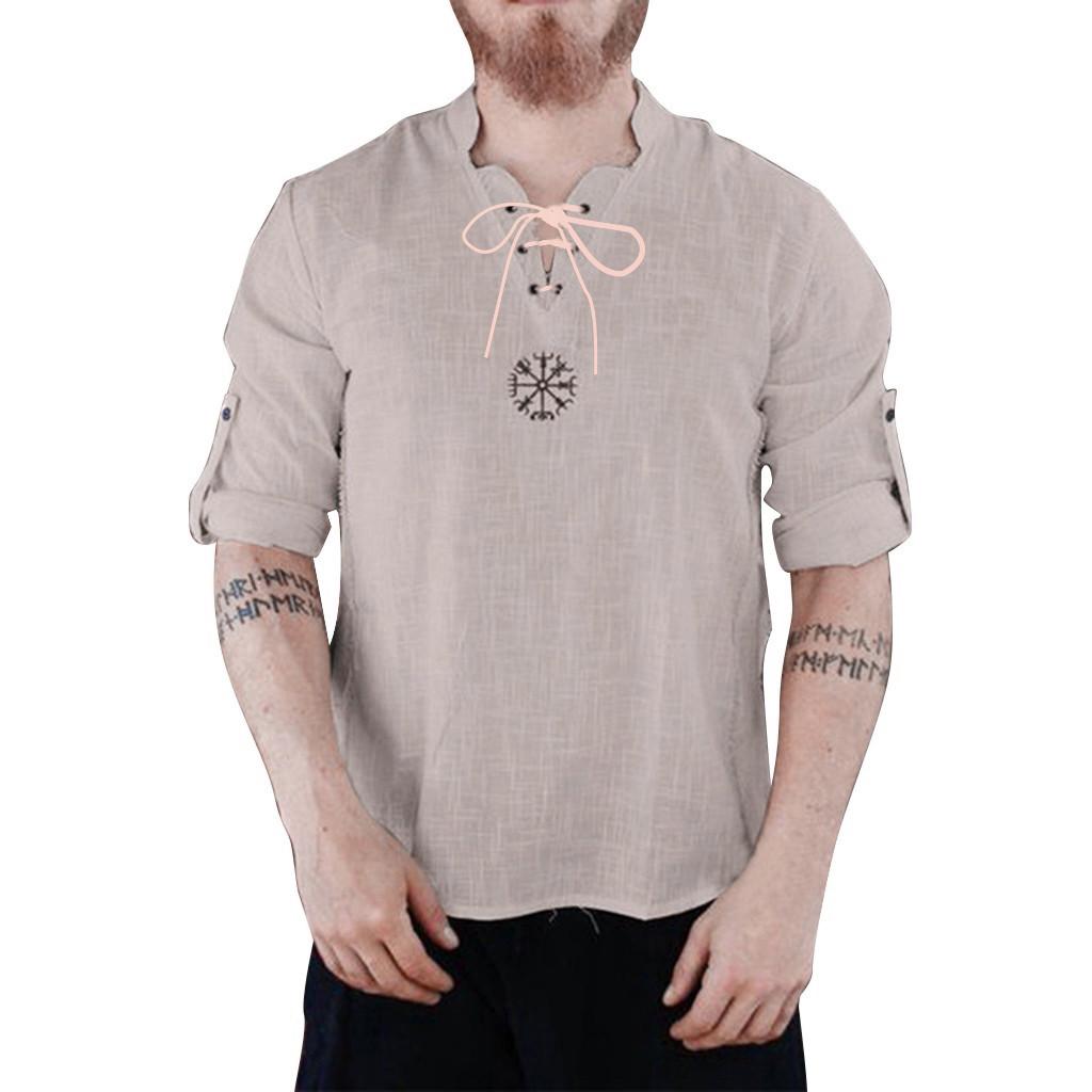 Men's Summer  Fashionable Personality Cotton-linen  Longsleeved Top
