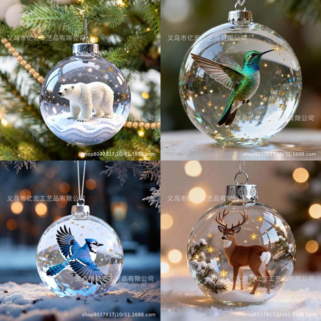 Natures Birds Crystal Glass Christmas Tree Ornament Set With Plastic Material For Holiday Decor
