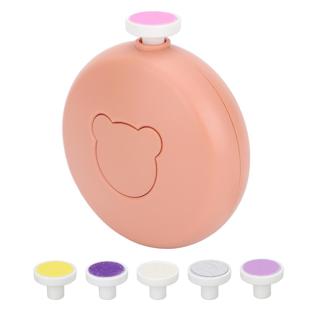 Electric Baby Nail Trimmer Nail File Tool Set Nail Clipper for Infant Baby with 6 Grinding Heads Orange