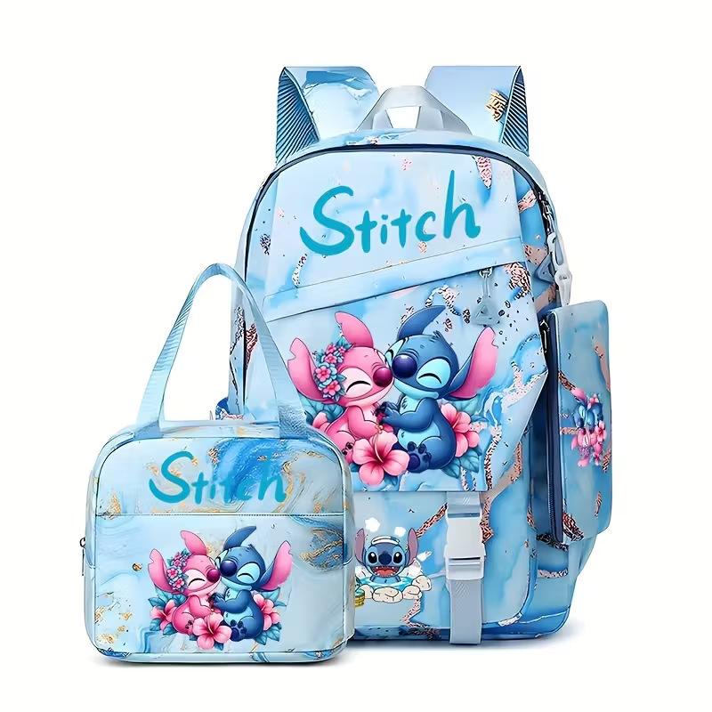 Large Capacity Schoolbag with Shoulder Strap; Student Three-piece Pencil Case Set