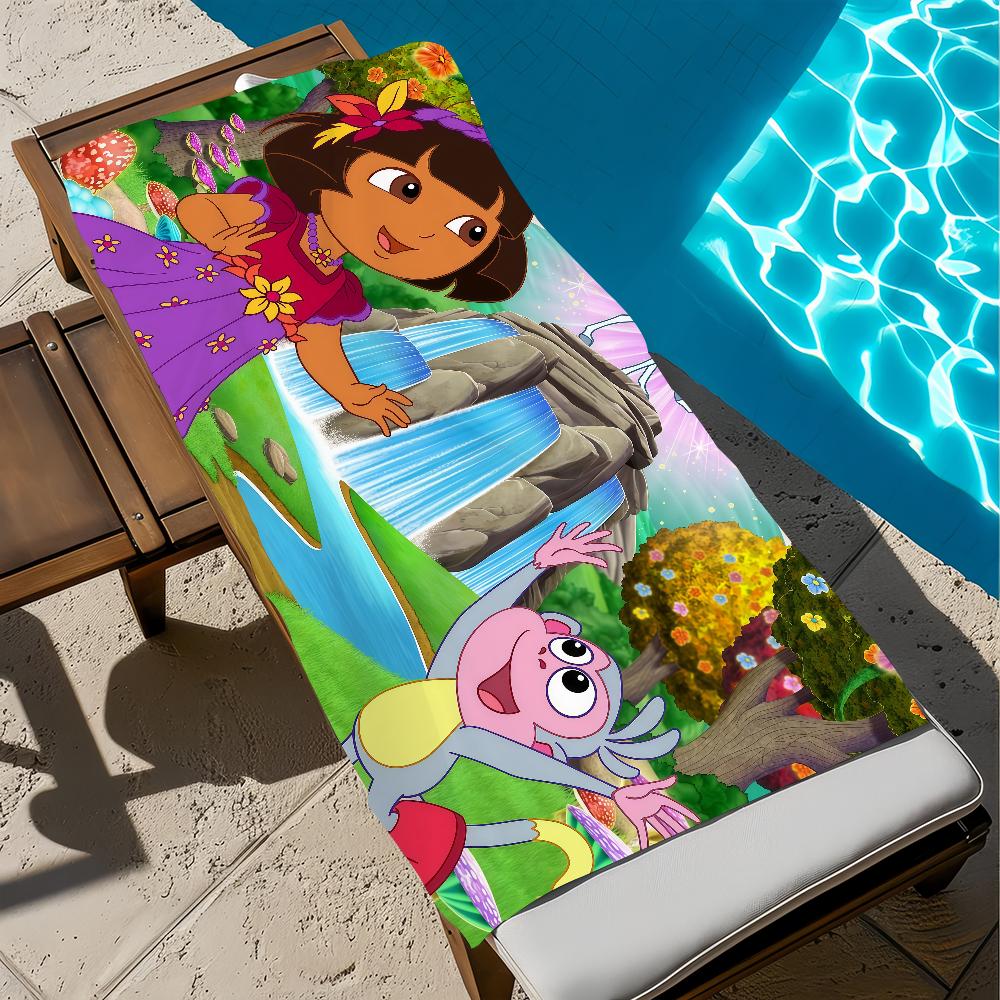 D-dora cute anime Towel Large Quick-Drying E-explorer-r Microfiber soft Beach Towel for Travel Fitness Sauna Bathing Camping