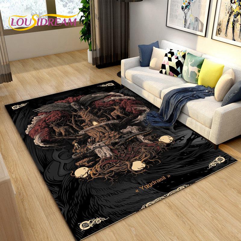 Vikings Nordic Mythology Odin Area Rug,Carpet Rug for Living Room Bedroom Sofa Doormat Decoration,Kids Play Non-slip Floor Mat