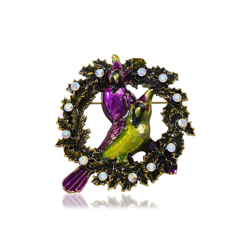 

Брошь в виде венка с капающей птицей Аксессуары для пиджака Темпераментная булавка Брошь в виде животного Аксессуары фиолетовый