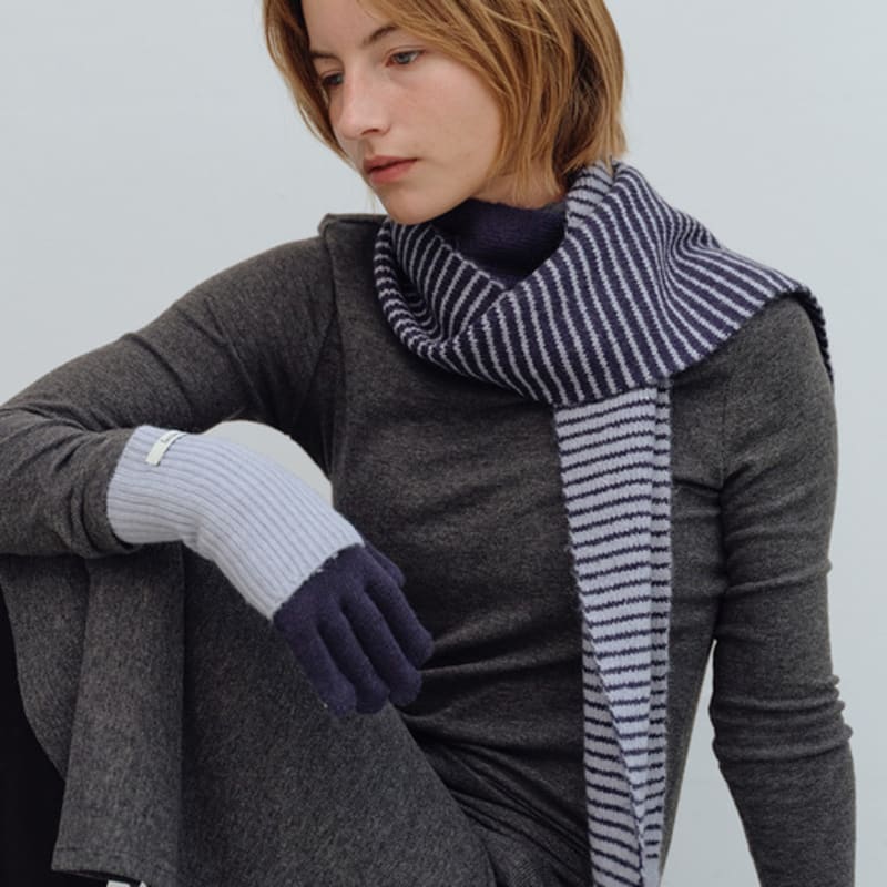 BENSIMON COLOR BLOCK KNIT MUFFLER - 4color