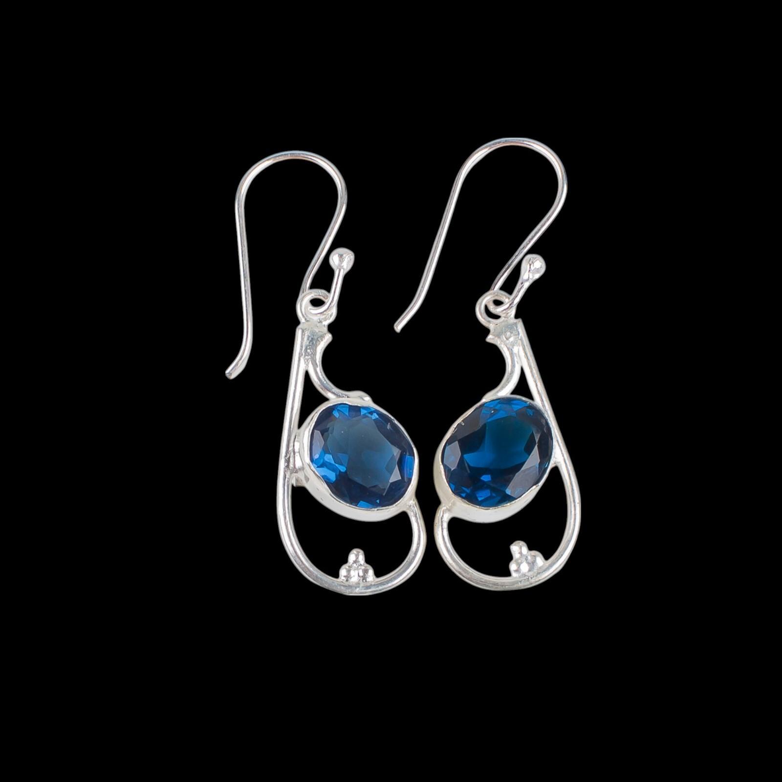

London Blue Topaz Gemstone 925 Sterling Silver Jewelry Handmade Earrings 1.60 EE-49-5