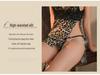 Leopard Print Lace Trim Open Crotch Suspender Lingerie Set