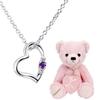 Natural Diamond Heart Necklace for Teddy Bear Plush Toy February Amethyst Pink Bear [Sears] Women, Set, 1491-tdt-01-p2