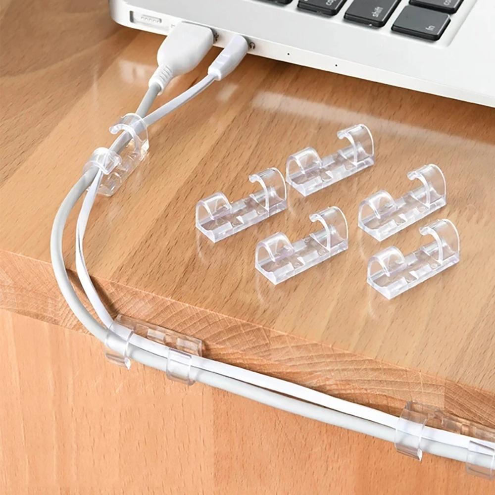 20Pcs Self Adhesive Cable Management Clips Cable Organizers Sticky Wire Clips Cord Holder for Laptop Ethernet Cable Desktop Home