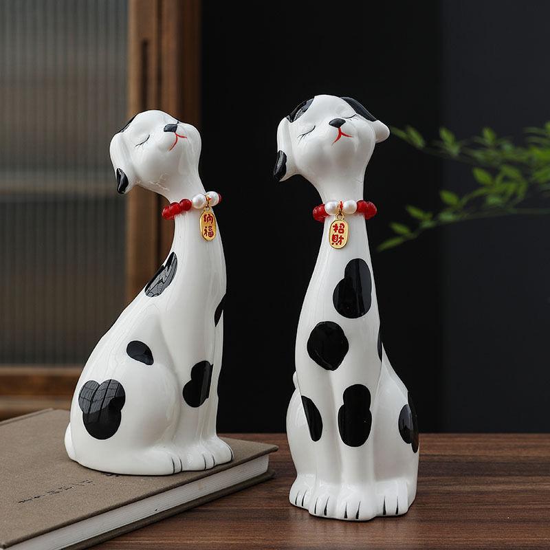 Nordic Style Ceramic Cat and Dog Couple Figurines – Cute Home Decor Ornaments for Desktop or Shelf