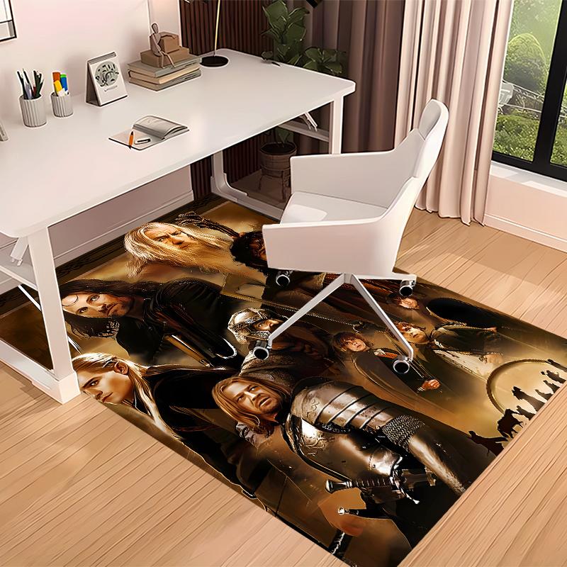1pc The Lord of the Rings2 Print Area Rug - Soft, Washable Non-Slip Indoor Mat for Office Chairs, Living Room, Home Office Decorative Rug
