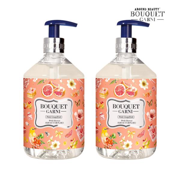 Bouquet Garni Deep Perfume Body Wash Pink Grapefruit Scent 520ml x2