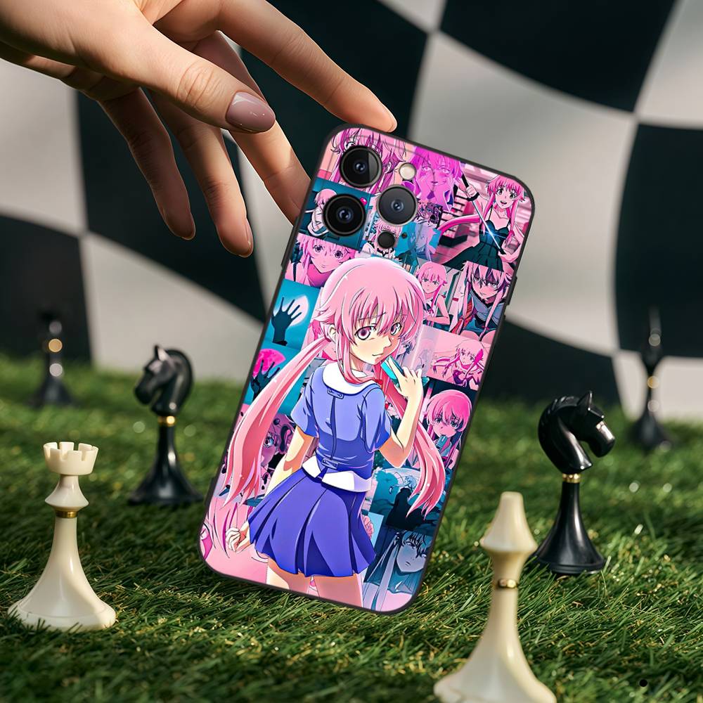 Future Diary Gasai Yuno Black Silicone Phone Case For Iphone 17 Air 16 15 14 13 12 11 Pro Max Plus Back TPU