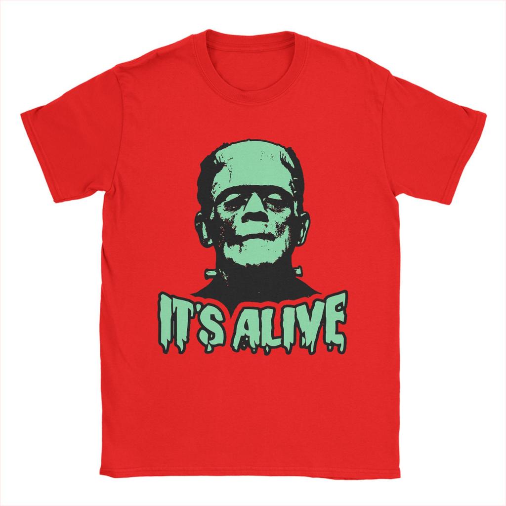 Novelty Frankenstein Monsters Horror Movie T-Shirt Men's Cotton Short Sleeve  Round Neck Summer Top Tee