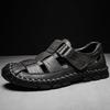 Sommer Herren Zehengeschlossene Übergröße Echtleder Freizeitsandalen Herren Zehengeschlossene Sandalen
