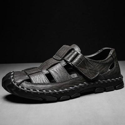 Summer Men's Closed Toe Large Size Genuine Leather Casual Sandals Mens Closed Toe Sandals