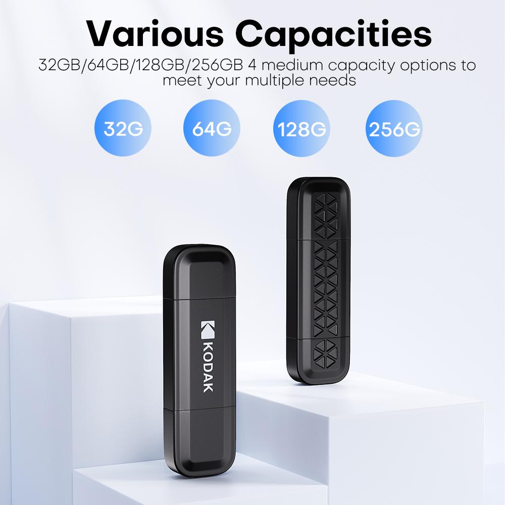 Kodak K143D USB Flash Drive Type C 32GB/64GB/128GB/256GB USB3.2 Pendrive High Speed Dual Memory Stick For Smartphone Laptop