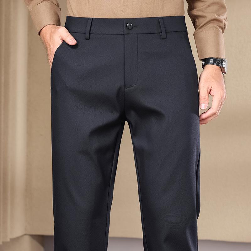 

Чоловічі високоякісні штани з шовку тутового дерева в стилі бізнес-кежуал - Осінь/Зима, Вільні, Прямі, Щільні, Не мнуться, Еластичні 38 Темно-синій