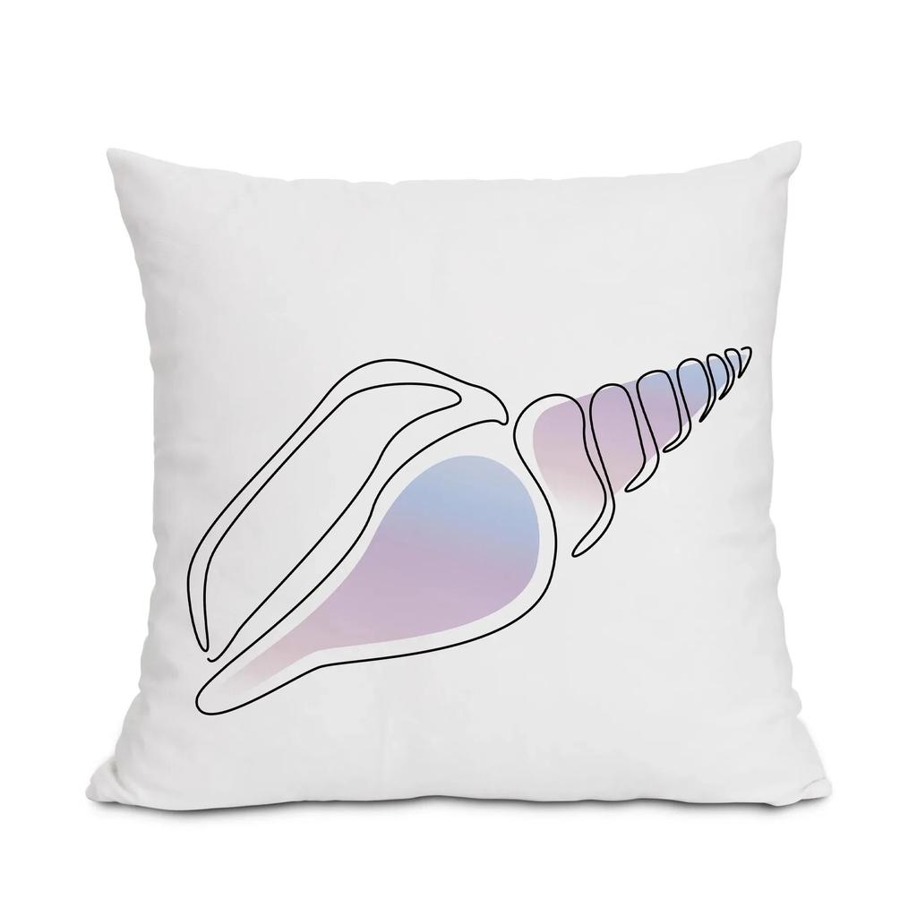 45x45cm Conch Shell Print Pillowcase Living Room Sofa Chair Cushion Cover Bedroom Room Home Decoration