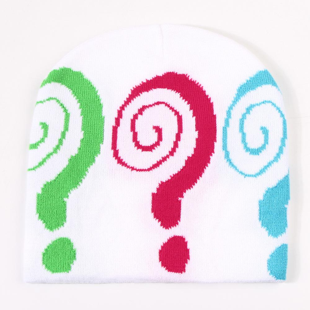 

Шапка Марк Вопрос Принт Мужские и Женские Теплые Вязаные Шапки-Бини белый