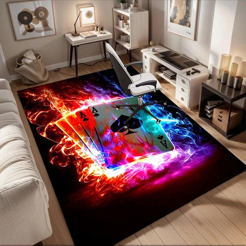"Flaming Ace of Spades Playing Cards - Neon Poker Deck"Office Mat Home Decor Office Desk Chair Carpet for office ph80