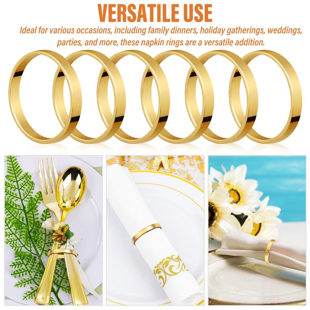 12Pcs Napkin Rings Gold Zinc Alloy Minimalist Loop Napkin Buckles Wedding Dinner Table Decorative Rings Serviette Holder