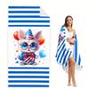 Striped Cute Cat Sandproof Beach Towel, Quick-Dry Microfiber, Super Absorbent For Travel, Pool, Surf, Camping