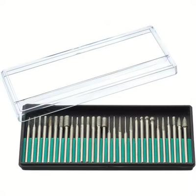 30Pcs 3/2.35mm Shank Diamond Burs Set Diamond Grinding Needles Hand Tools for Engraving Glass Ceramic Polishing Sanding