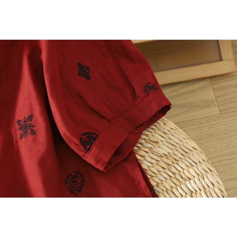 DIMANAF 2026 Plus Size Women Blouse Shirts Tunic Summer Oversize Loose Casual Cotton Linen Lady Tops Embroidery Floral