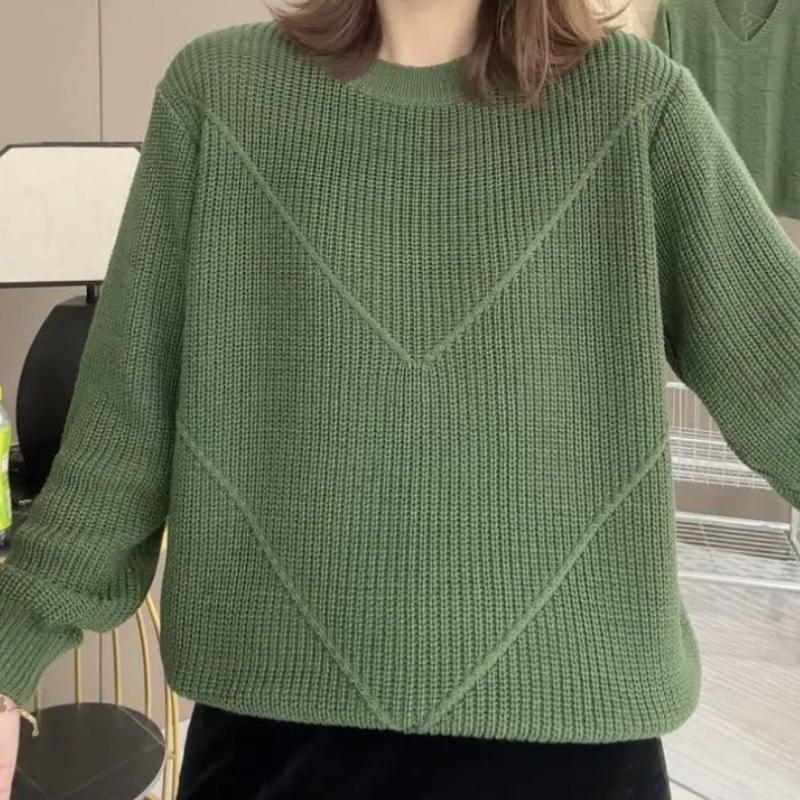 

Женский вязаный свитер осенне-зимней моды с круглым вырезом, базовый слой, с длинным рукавом, свободный, для ношения под одеждой 3XL