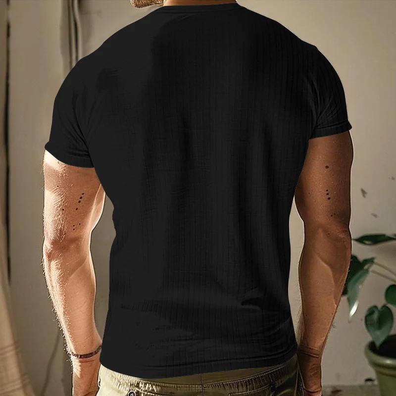 Herren Sport T-Shirt Schnelltrocknend Atmungsaktiv Shirt Schlank Knopf V-Ausschnitt Oberteile Einfarbige Freizeit Fitness Kurzarm T-Shirt Herren