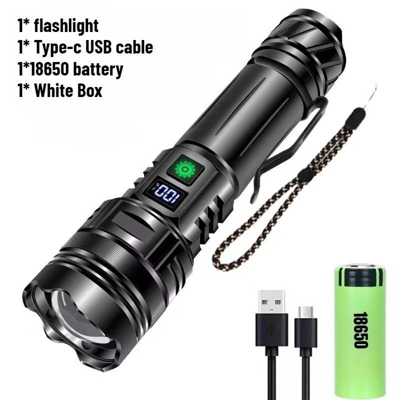 Rechargeable Super Bright Flashlight Portable High Power Long Range Torch, Outdoor Emergency Camping Hiking Lantern Lamp Light