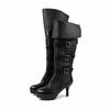 Personality Trendy Cool Belt Buckle Middle Heel Knight Boots Women'S Autumn And Winter Square Head Versatile Thin Heel But Knee Boots