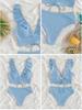 Multicolor Ruffle V-Neck High Waist Bikini - Women's European & American Beach Swimwear