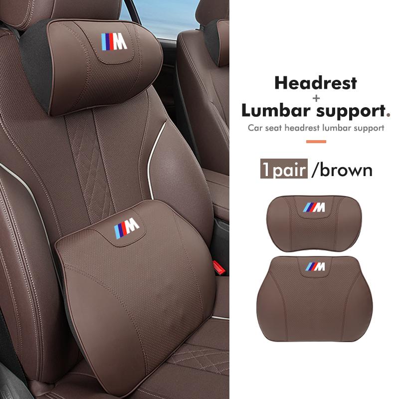 Leather Car Seat Headrest Neck Poillow Lumbar Mat Auto Accessories For BMW E30 E34 E36 E39 E46 E52 E53 E60 E61 E62 E70 E71 E83