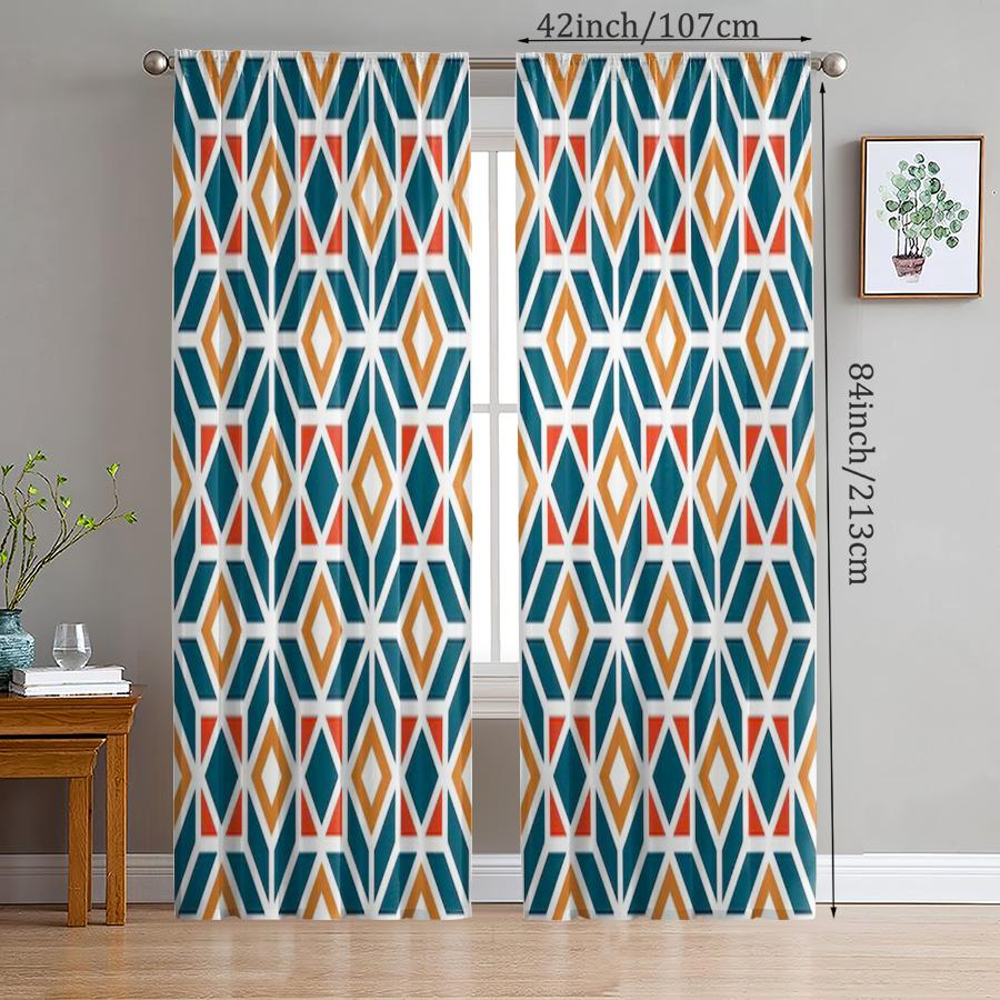 

Diamond-shaped square checkered printed curtains, pole bag home decoration, room decoration 14Wx39L(35x100CM)x2