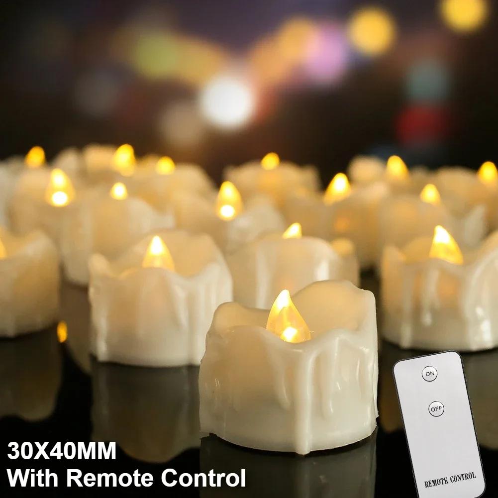 Battery Operated Flameless Tea Lights Led Flickering Electric Votive Candle  Realistic Bright for Seasonal Festive Celebrations
