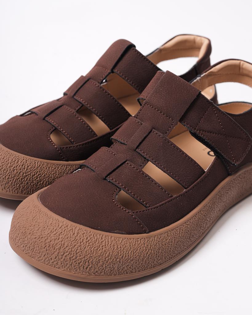 Damensandalen mit Klettverschluss Kento 254023 36 braun Nubuk