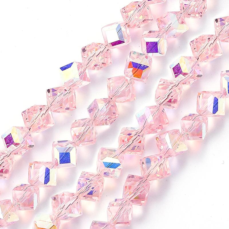 4-8mm Cube Crystal Glass Beads for Jewelry Making Faceted Square Crystal Glass Beads for Bracelet Earring Necklace DIY Craft