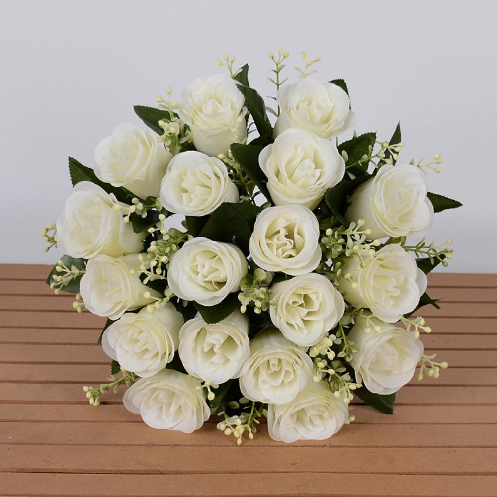 

18 Heads Real Happy Flower Mini 10 Colors Natural Simulated Rose Photography Photo Gift Rose Flowers Decorative Home Decorative бежевый
